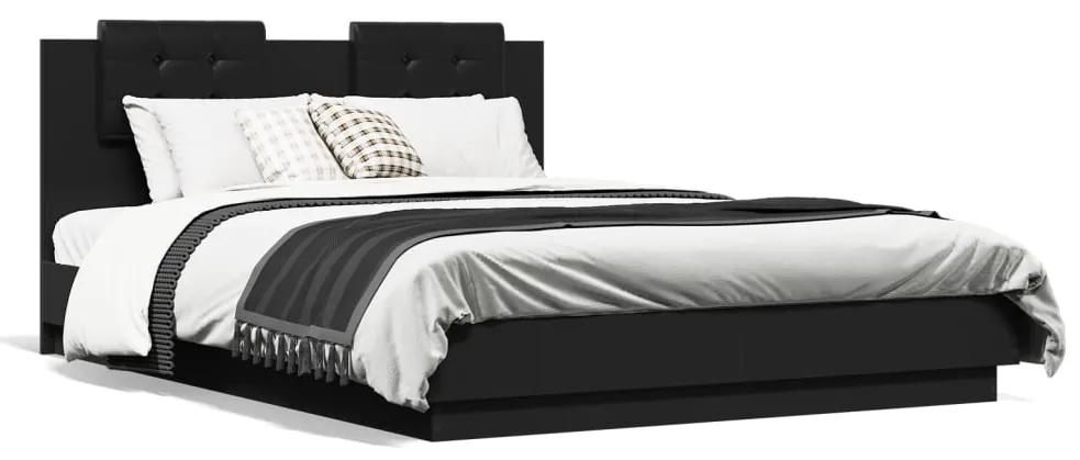 Estrutura cama c/ cabeceira 120x200 cm derivados madeira preto