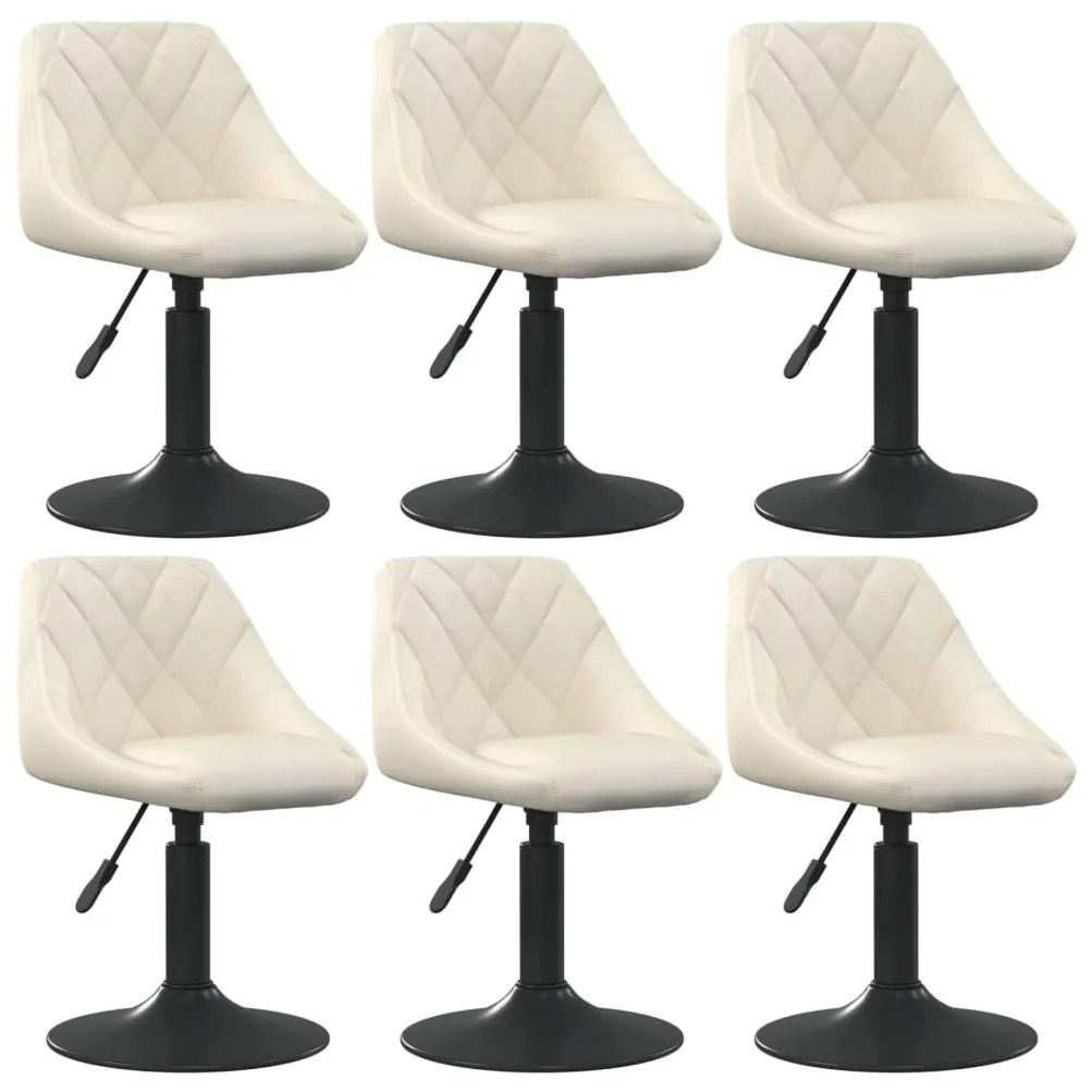 Cadeiras de jantar giratórias 6 pcs veludo cor creme