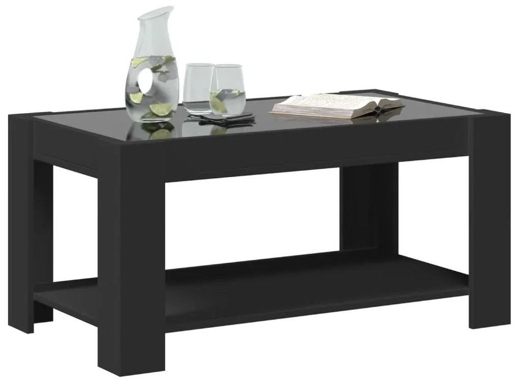 Mesa de centro c/ LEDs 93x53x45 cm madeira processada preto