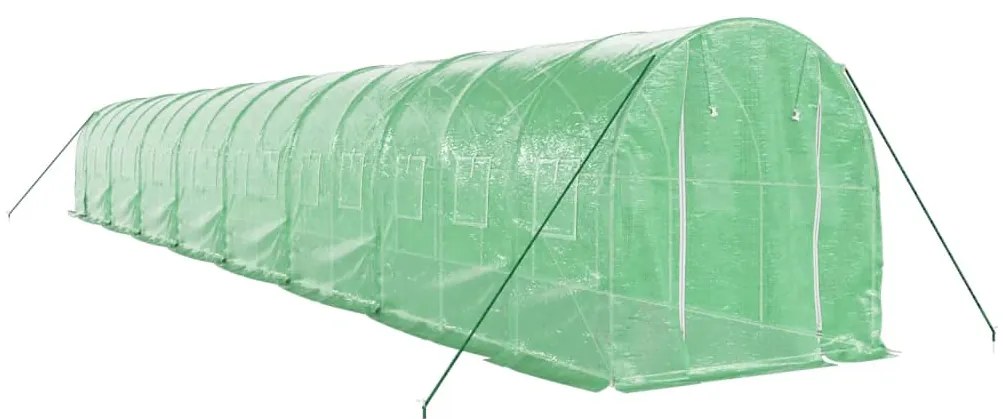 Estufa com estrutura de aço 32 m² 16x2x2 m verde