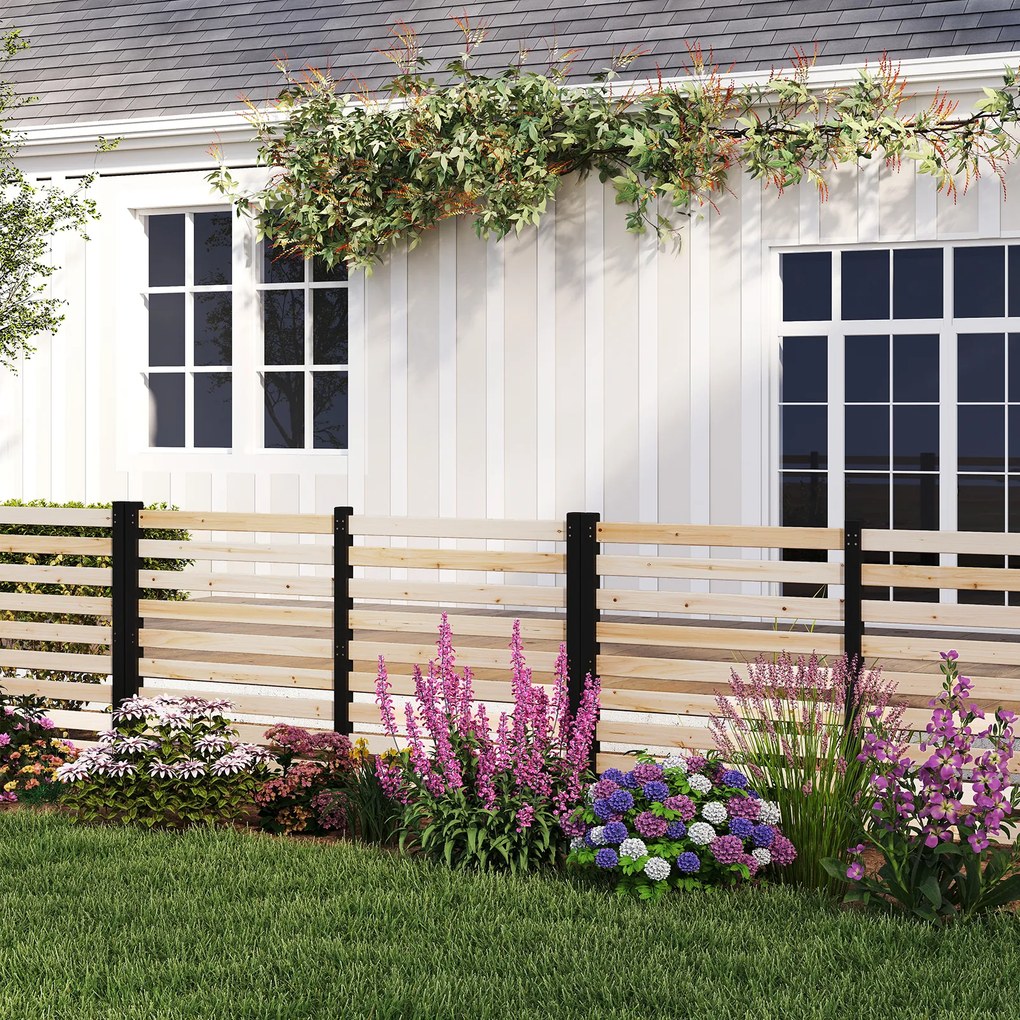 Conjunto de 3 Painéis de Vedação de Jardim, 98 x 107 cm, Instalação sem Escavação, Natural