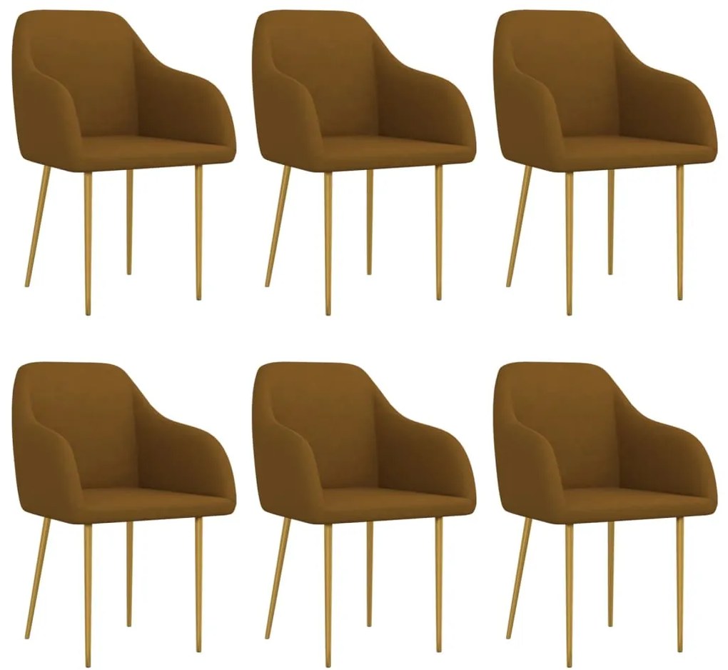 vidaXL Cadeiras de jantar 6 pcs veludo castanho