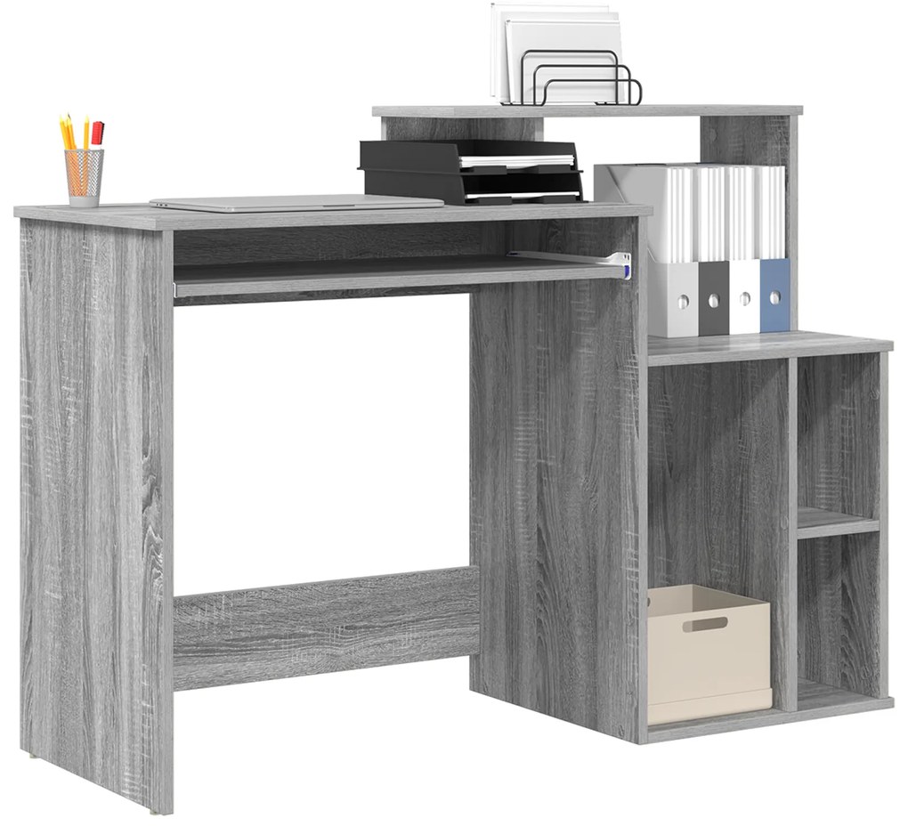 Mesa com Armazenamento Cinza Sonoma 120,5x44x88,5 cm Madeira Estrutura