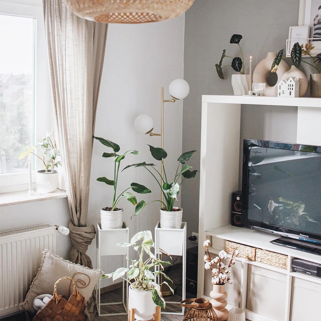 Candeeiro de pé inteligente dourado com vidro fosco incl. 2 Wifi P45 - Pallon