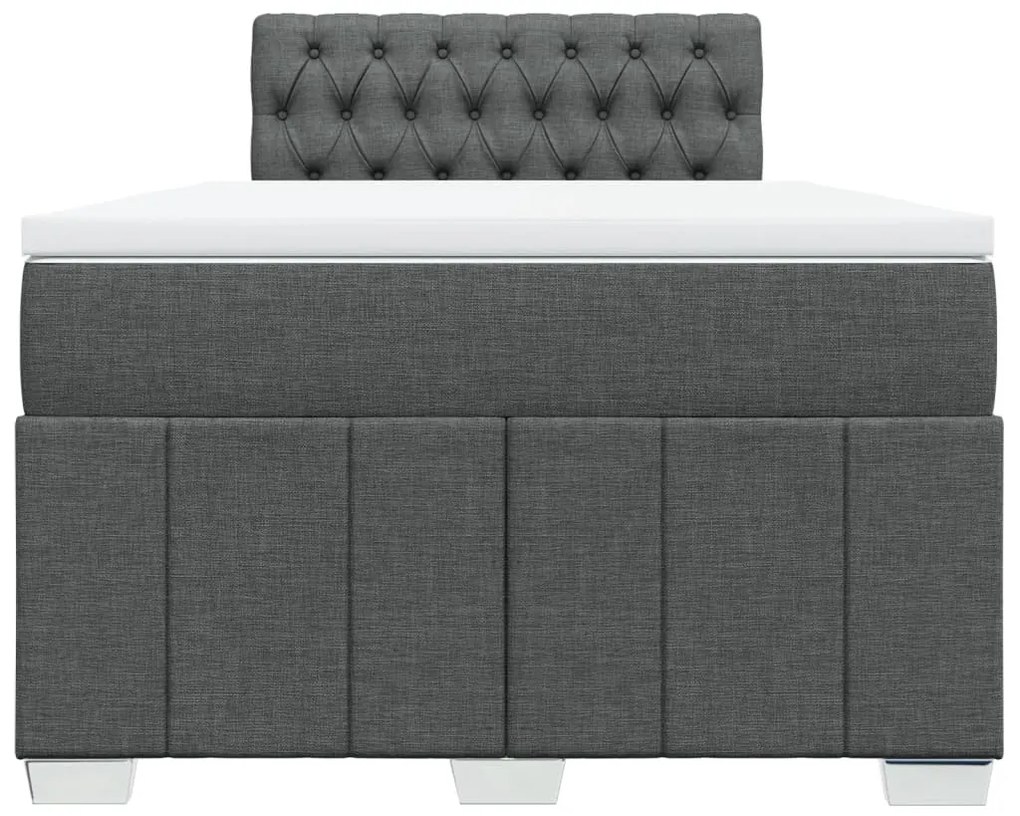 Cama boxspring com colchão 120x190 cm tecido cinzento-escuro