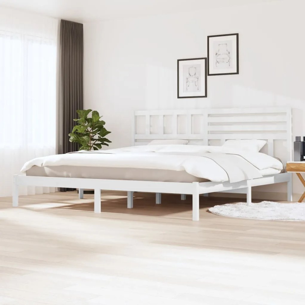 vidaXL Estrutura de cama 200x200 cm pinho maciço branco