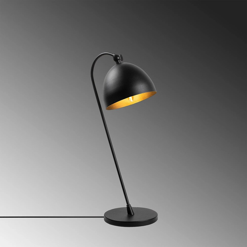 Candeeiro de Mesa Acuka – Preto e Dourado – 18 x 26 x 54 cm