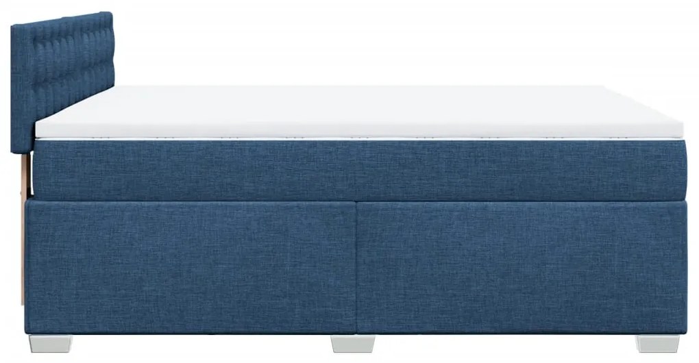 Cama com molas/colchão 160x200 cm tecido azul