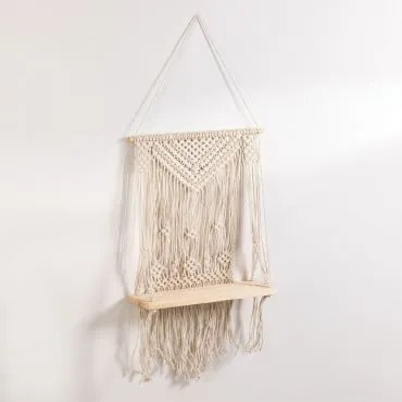 Tapeçaria Com Prateleira De Parede Em Algodão E Madeira De Pinho Elizama A - Sklum