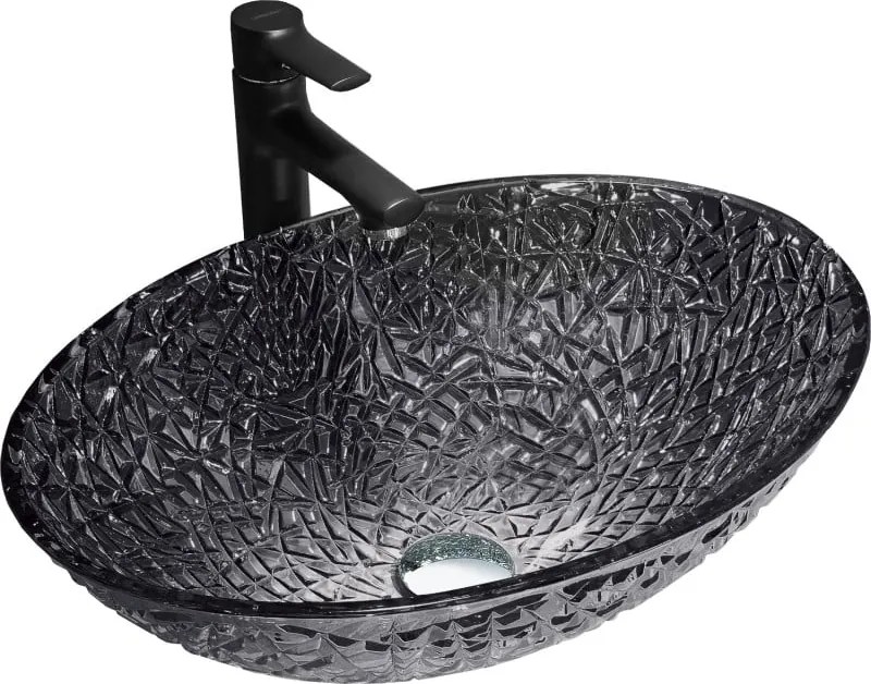 Mexen Goa lavatório de vidro de bancada 50 x 36 cm, preto - 24085070