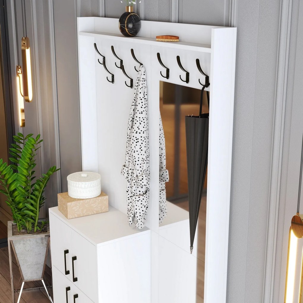 Hall Stand Berlin BC – Branco – 120 cm x 200 cm x 35 cm
