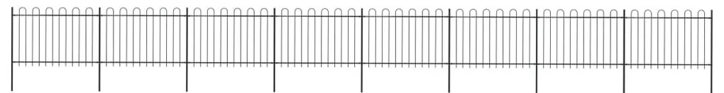 vidaXL Cerca de jardim com arco superior em aço 1426 x 120 cm, preta