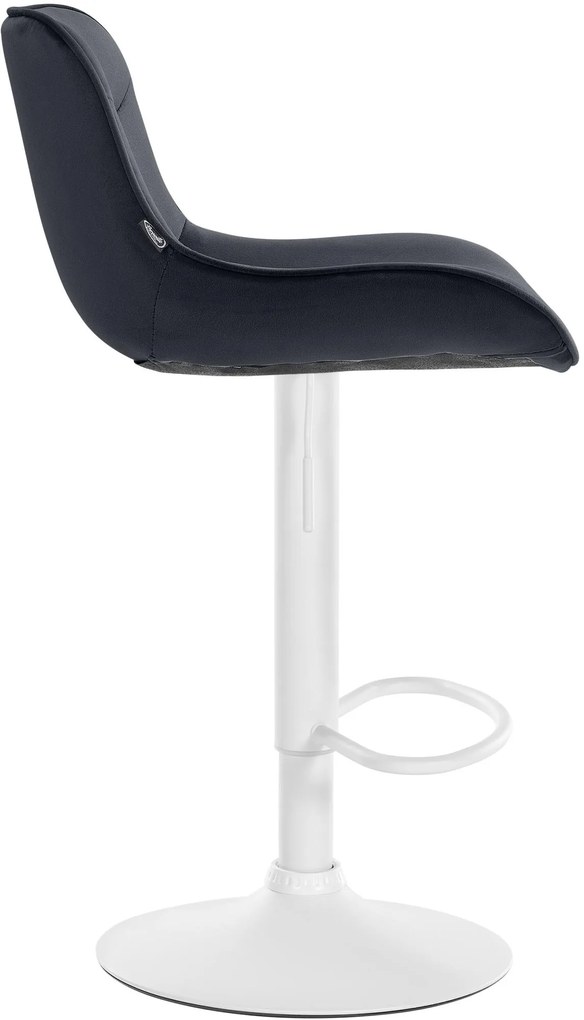 Banco alto em veludo com estrutura branca 85-106 x 49 x 51 cm preto