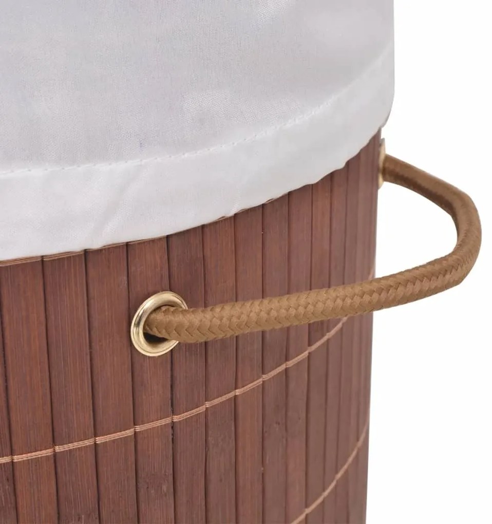 Cesto oval para roupa suja bambu castanho