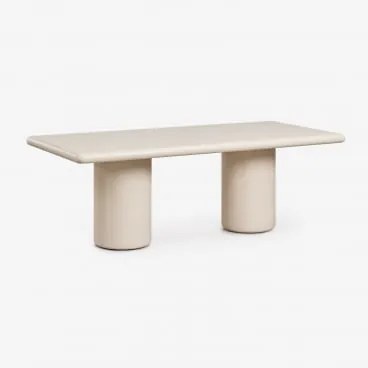 Mesa De Jardim Retangular 220x100 Cm Em Cimento Namara Tapioca Bege - Sklum