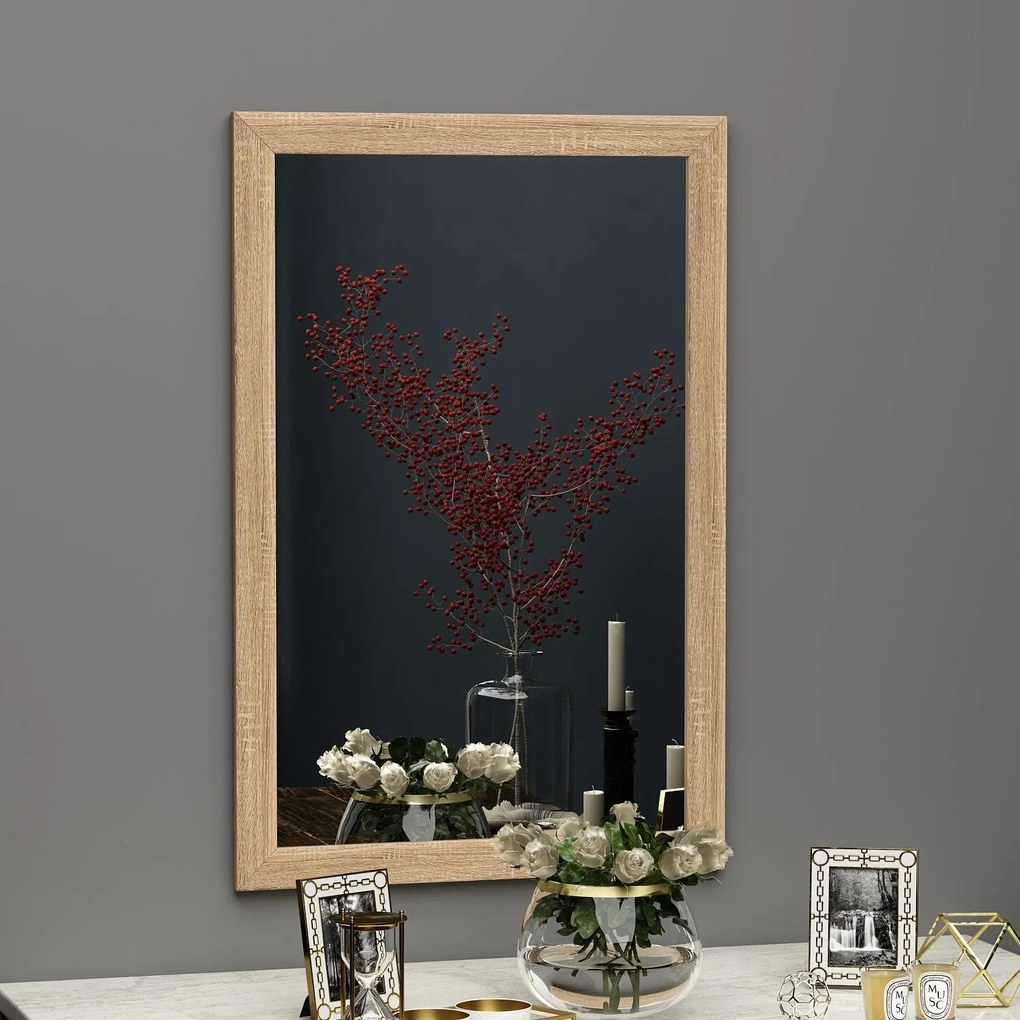 Espelho de Parede "Sesso" - 50 x 75 x 2 cm - Natural - Design Moderno