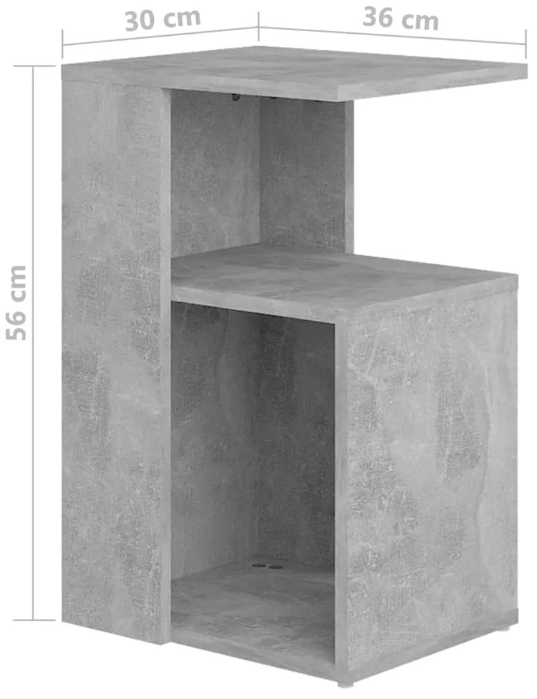 Mesa de apoio 36x30x56 cm contraplacado cinzento cimento