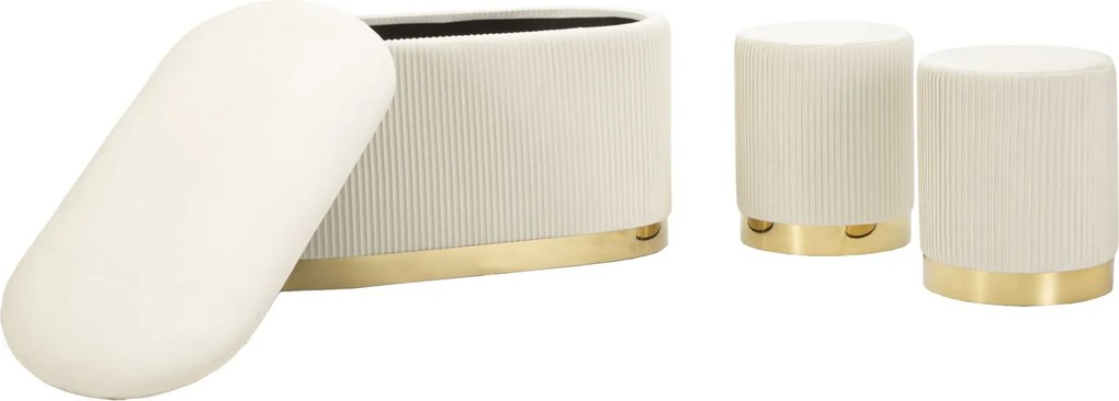 CONJUNTO DE 3 BANCOS SHOPY CREME 80X37X42-29X35 CM