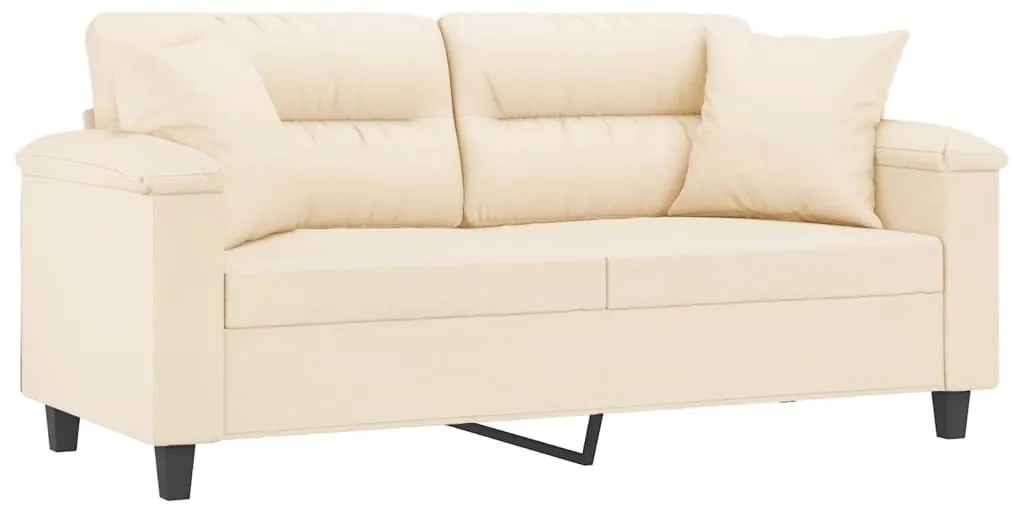 Sofá 2 lugares c/ almofadas 140 cm microfibra bege