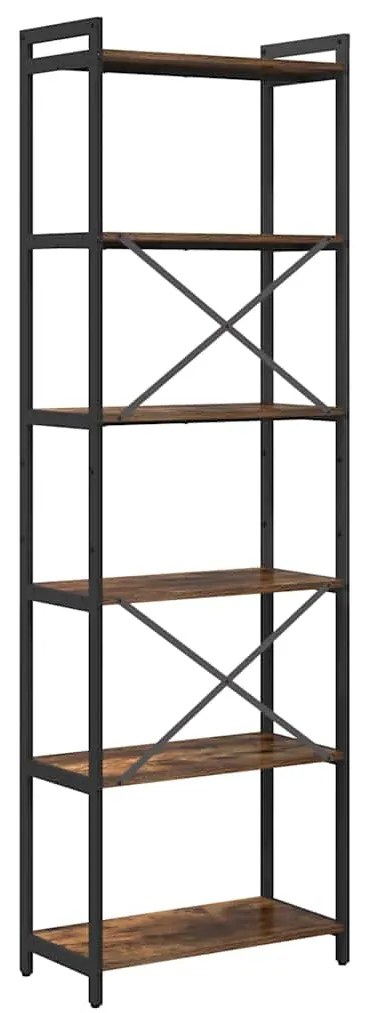 Estante Carvalho fumado 60 x 30 x 188 cm MDF e Aço