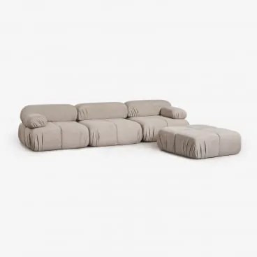 Sofá Modular De 3 Peças E Puff Em Bouclé Embalado A Vácuo Kendall Bouclé Castanho Chocolate - Sklum
