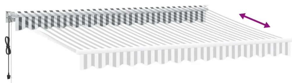 Toldo retrátil 3,5x2,5 m tecido e alumínio antracite e branco