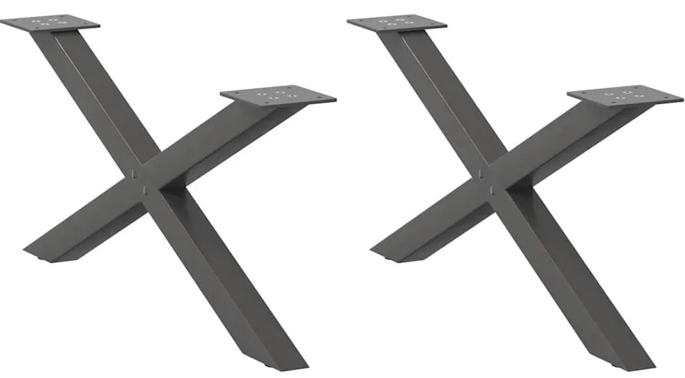 Pés para mesa de centro em formato de X, 2 peças, antracite, 70x(30-31
