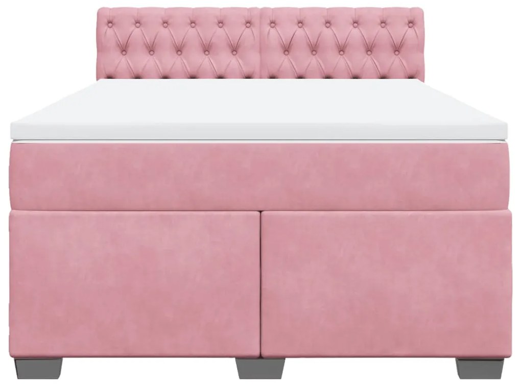 Cama com molas/colchão 140x200 cm veludo rosa