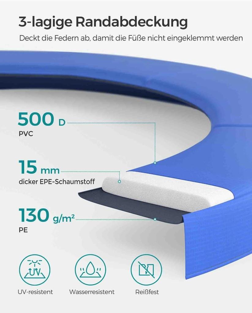 Trampolim Ø 244 cm com rede de segurança Preto-azul