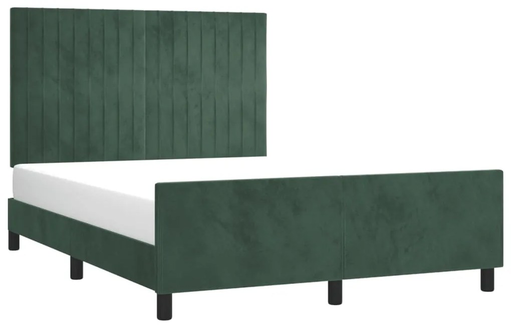 Estrutura de cama c/ cabeceira 140x190 cm veludo verde-escuro