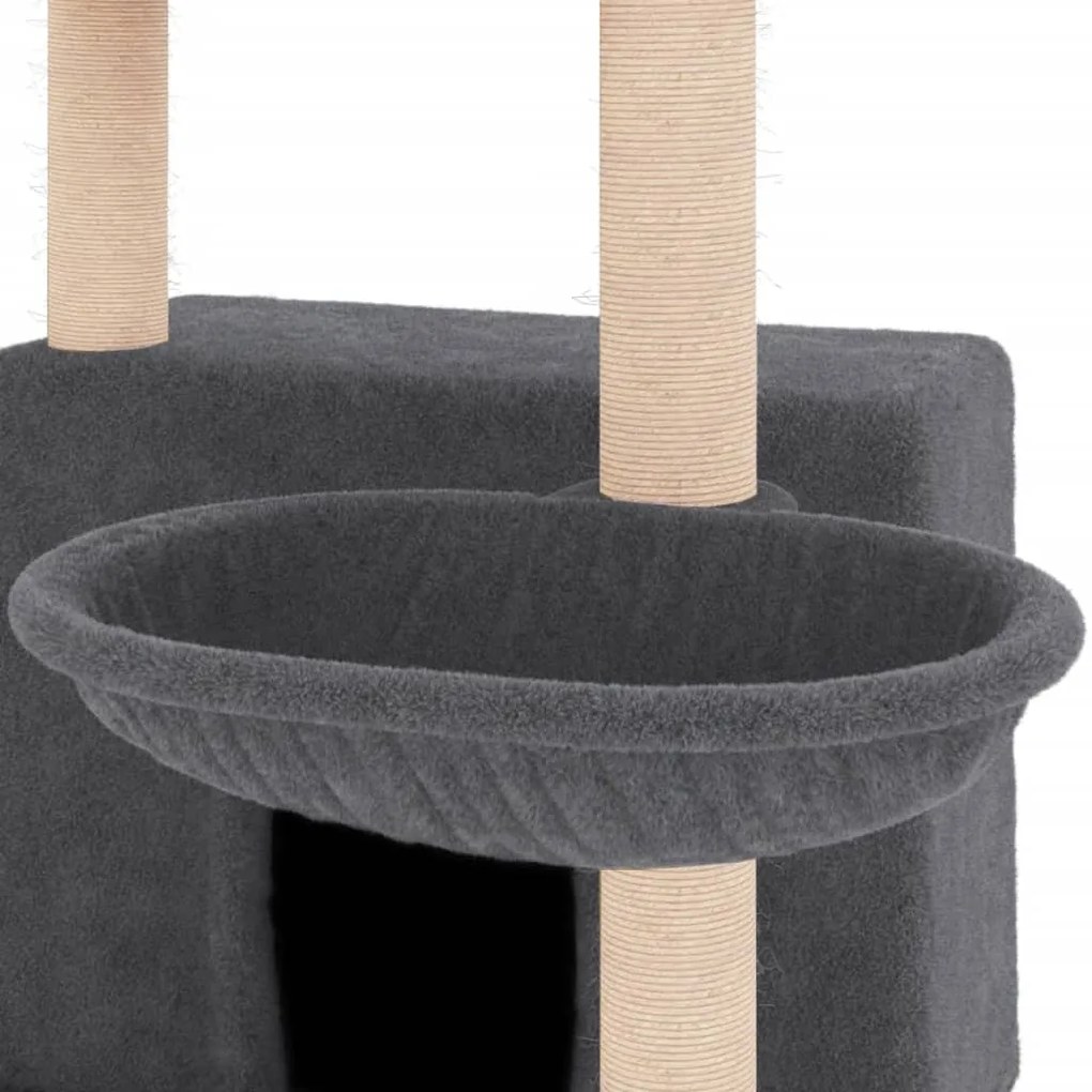 Árvore p/ gatos c/ postes arranhadores sisal 132cm cinza-escuro