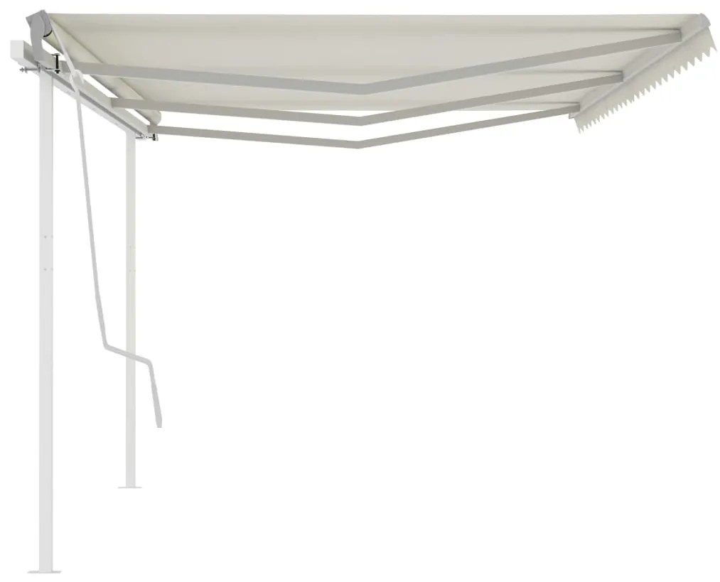 Toldo retrátil manual com postes 6x3,5 m cor creme