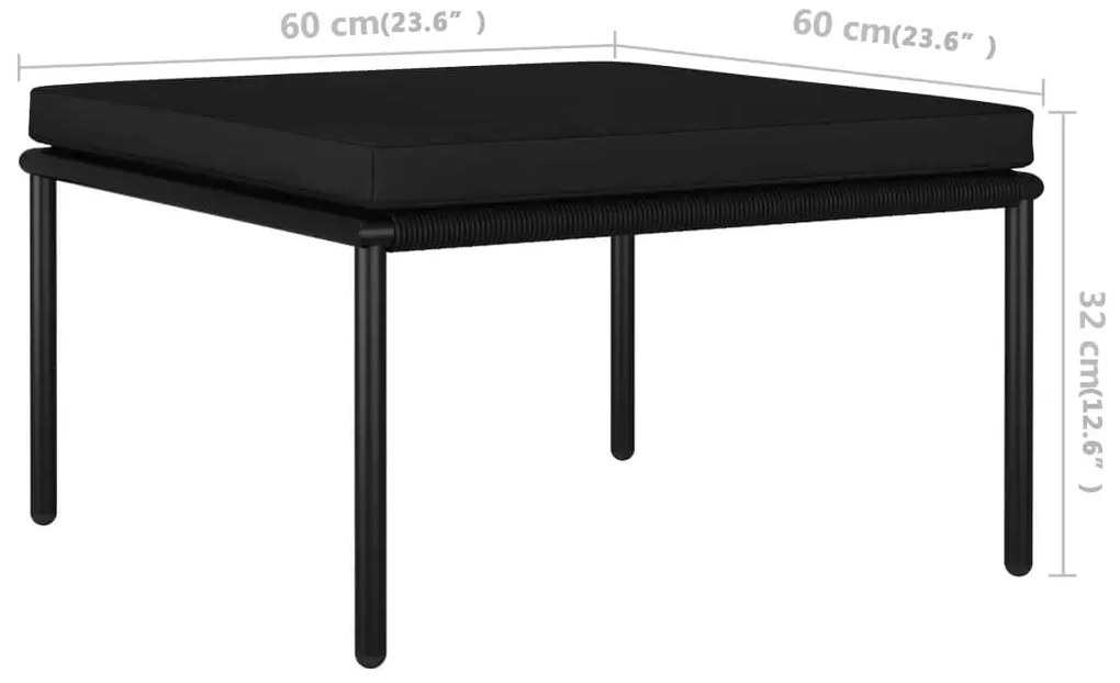 3 pcs conjunto lounge de jardim c/ almofadões PVC preto