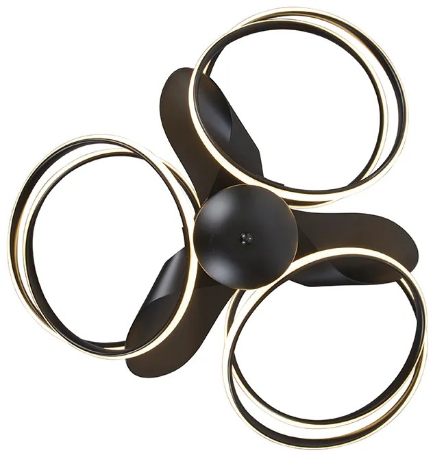 Ventilador de teto design preto com comando remoto incl. LED - Kauv Design