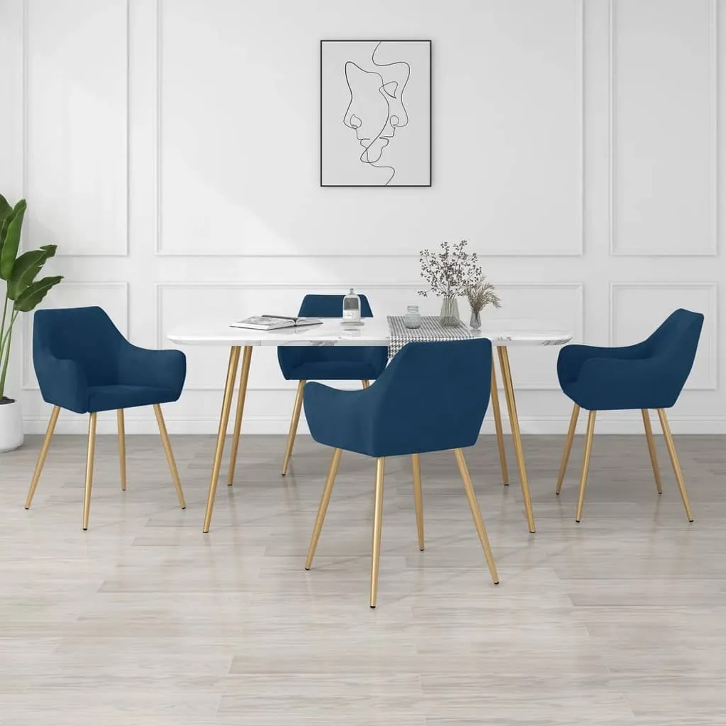 vidaXL Cadeiras de jantar 4 pcs veludo azul