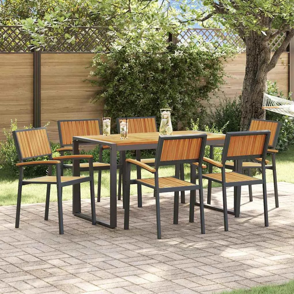 vidaXL Conjunto de Jantar de Jardim com 7 Peças em Madeira de Acácia e Metal