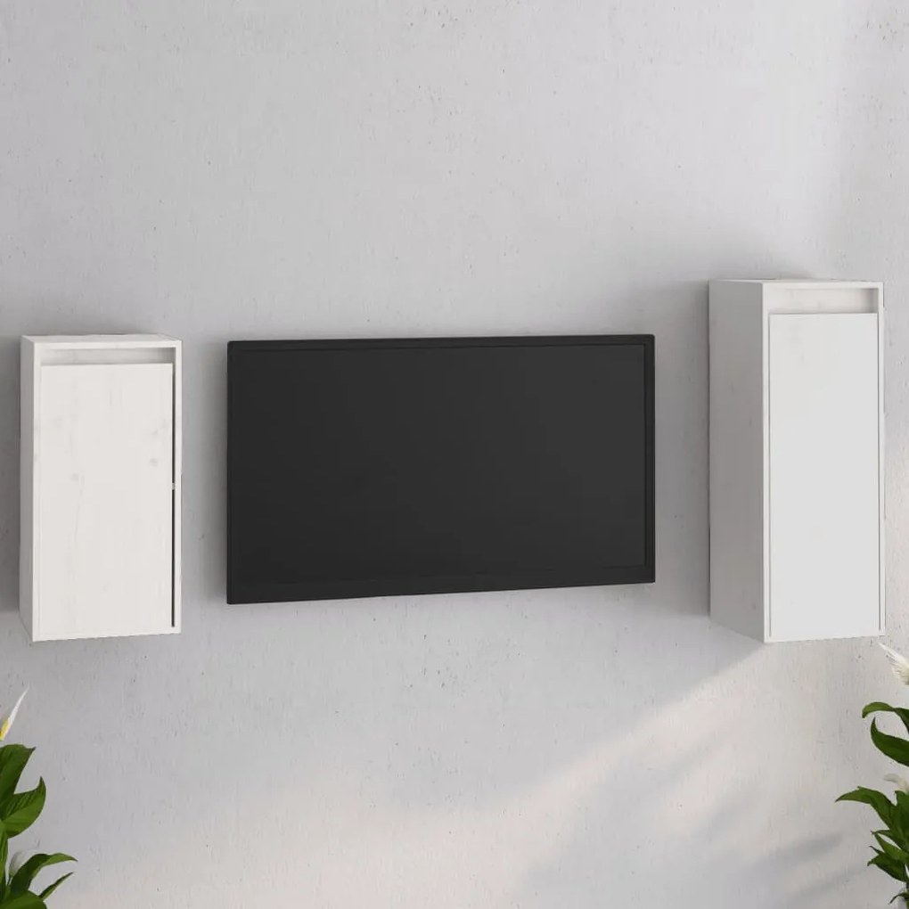 vidaXL Móveis de TV 2 pcs madeira de pinho maciça branco