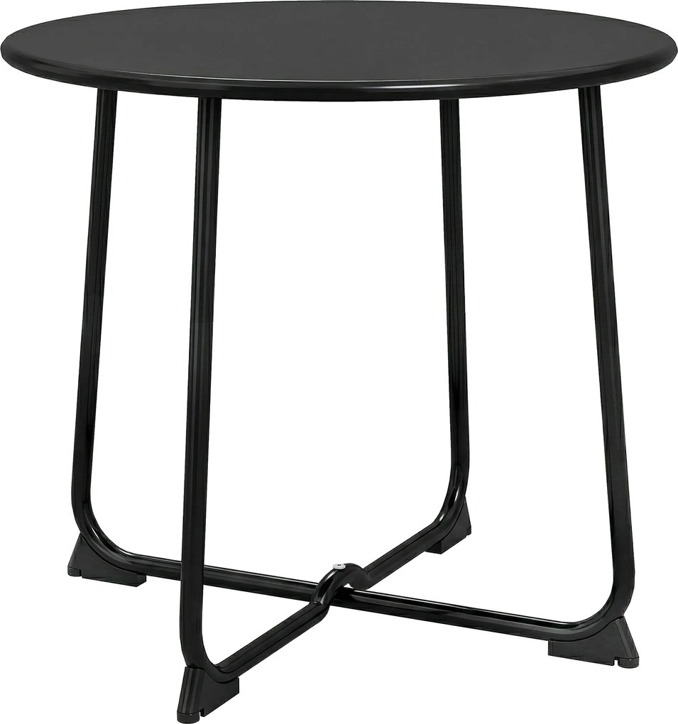 Outsunny Mesa externa redonda 50 cm, mesa de centro de jardim em metal com estrutura em X e pés antiderrapantes, Preto | Aosom Portugal
