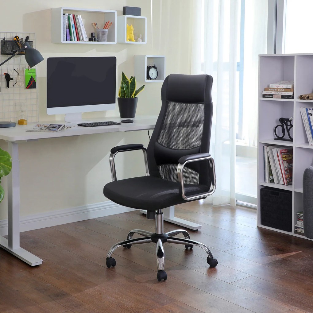 Cadeira de escritório com revestimento em rede 60 x 53 x 113-123 cm preto