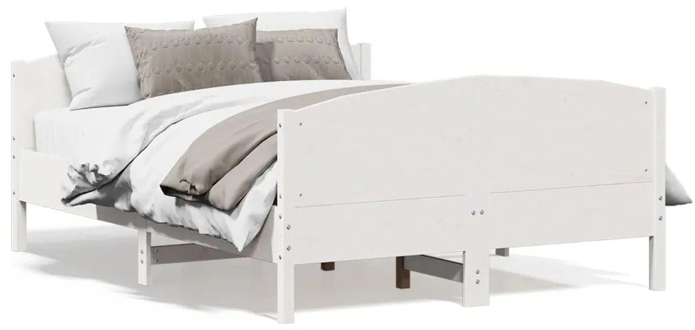 vidaXL Cama sem colchão 135x190 cm madeira de pinho maciça branco