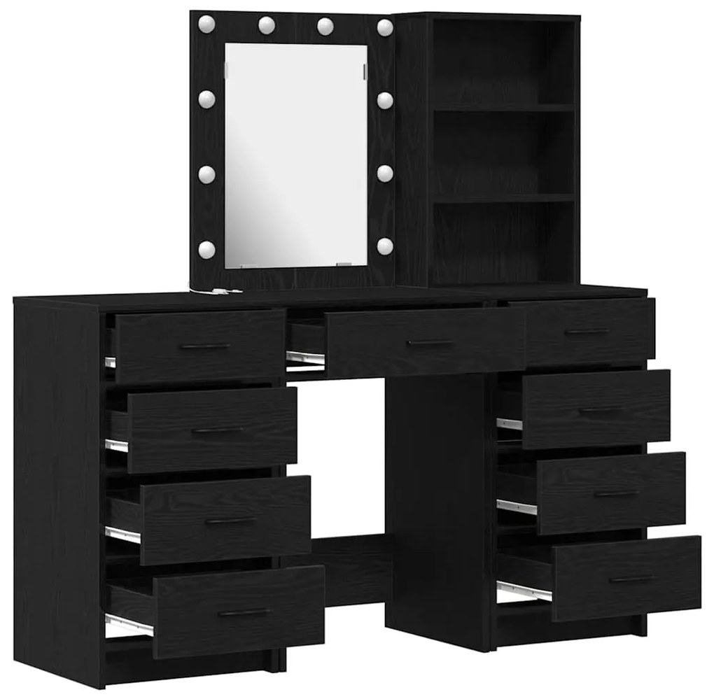 Conjunto de Maquilhagem de 3 Peças vidaXL com LED em Madeira Trabalhad