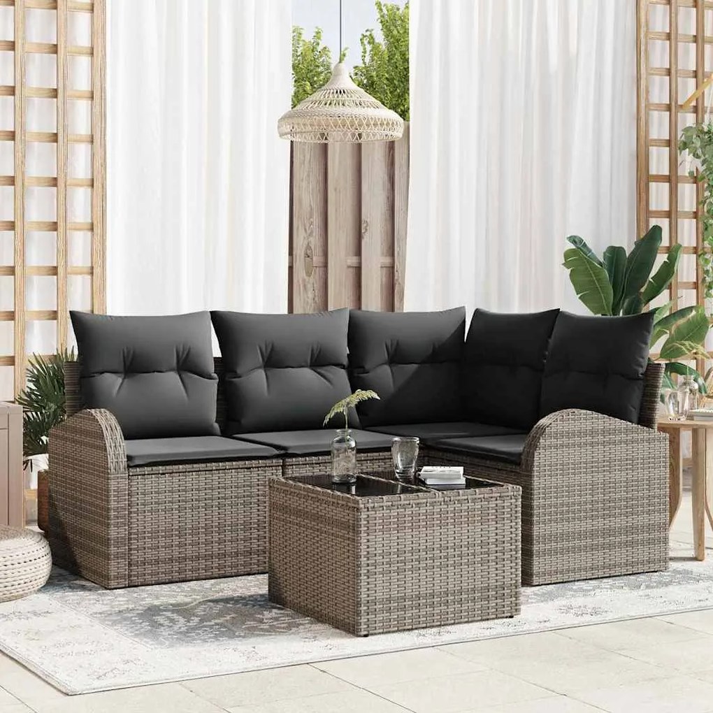 Conjunto de Sofás de Jardim de 4 Peças vidaXL com Almofadas Preto Vime