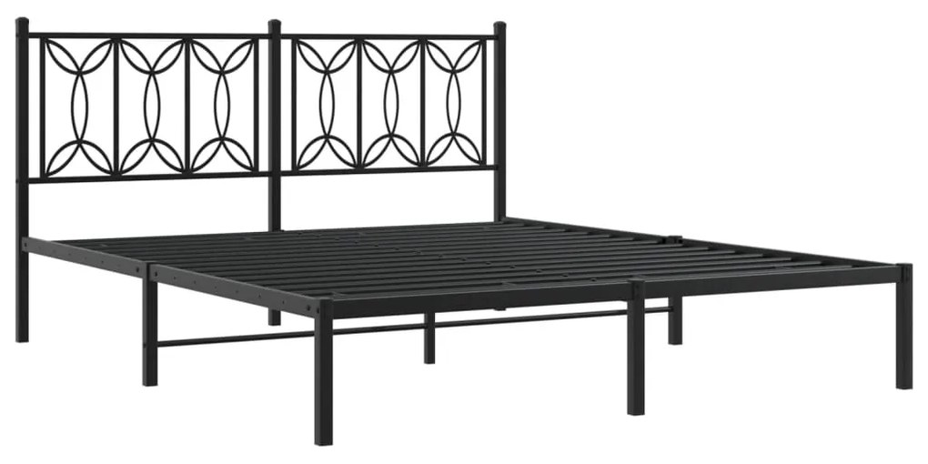 Estrutura de cama com cabeceira 160x200 cm metal preto