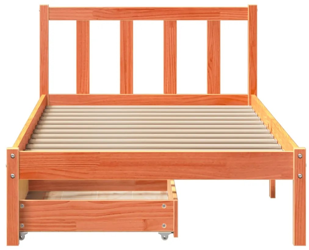 Cama sem colchão 90x200 cm pinho maciço castanho-mel