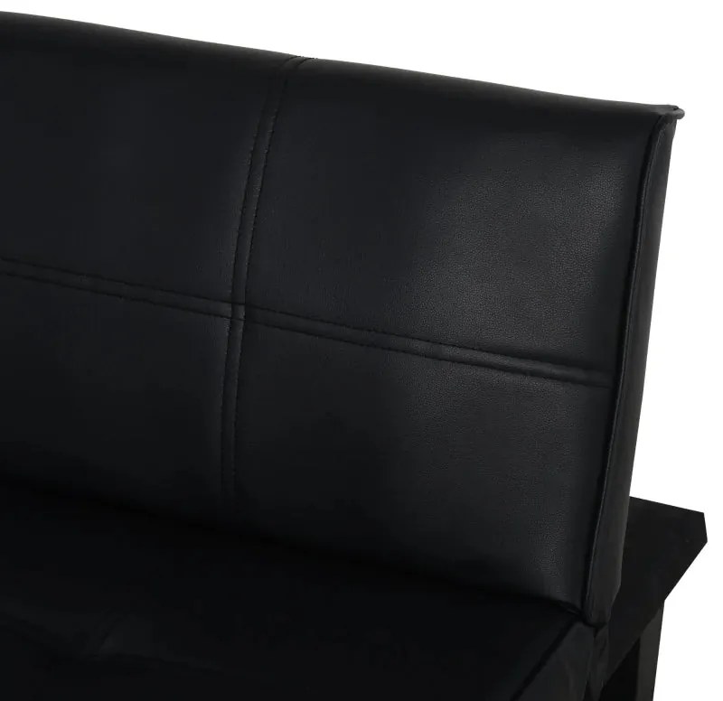 Sofá Cama Santarém em Couro Artificial - Preto - Design Moderno