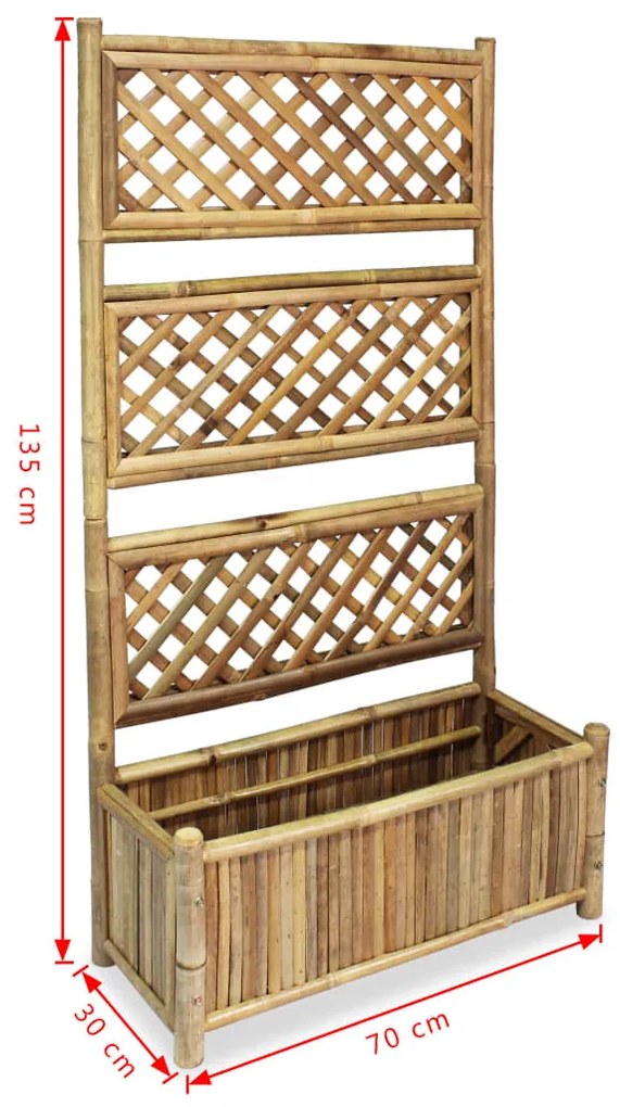 Floreira de jardim com treliça bambu 70 cm