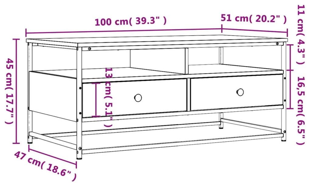 Mesa de centro 100x51x45 cm derivados de madeira preto