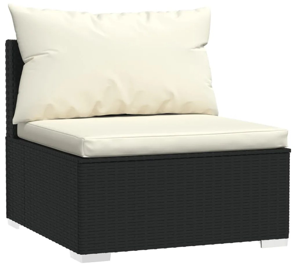 4 pcs conjunto lounge de jardim c/ almofadões vime PE preto