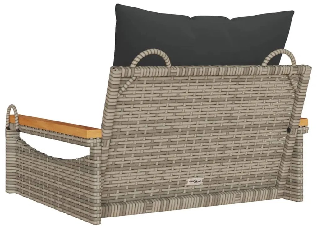 Banco baloiço com almofadões 63x62x40 cm vime PE cinzento