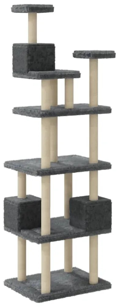 Árvore p/ gatos c/ postes arranhadores sisal 188cm cinza-escuro